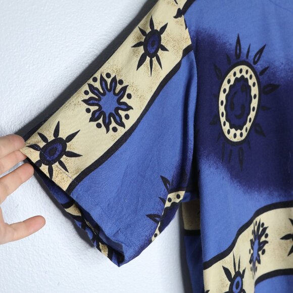 Vintage 90s Venus Sun & Moon Print Rayon Crop Top Wrap Maxi Skirt Co-ord Set - Picture 13 of 15